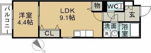 1LDKの間取り画像