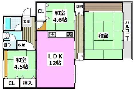 平田住宅9棟【404号室】の間取り