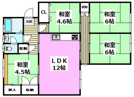 平田住宅9棟【404号室】の間取り