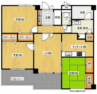ライオンズマンション檜尾【1階】の間取り