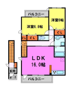 2LDKの間取り画像