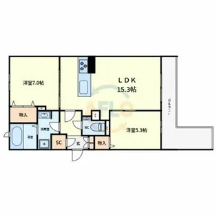 ジューンベリーガーデン北畠【1階】の間取り