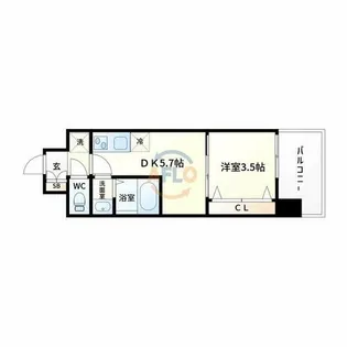 アプリーレ阿波座南【2階】の間取り