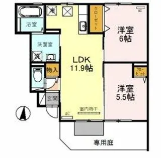 ヴァンドミール流田【1階】の間取り