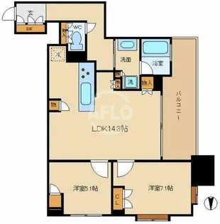 ブランズタワー南堀江【10階】の間取り