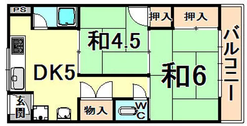 ヴィラ東伊丹【2階】の間取り