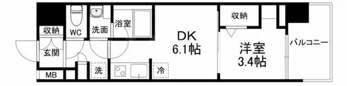 ドゥーエ天満橋【12階】の間取り