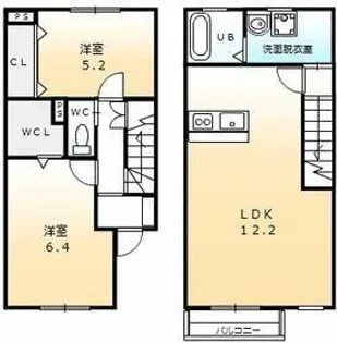 愛知県あま市篠田小町塚【テラスハウス】の間取り
