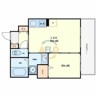 リアライズ長居公園通【4階】の間取り