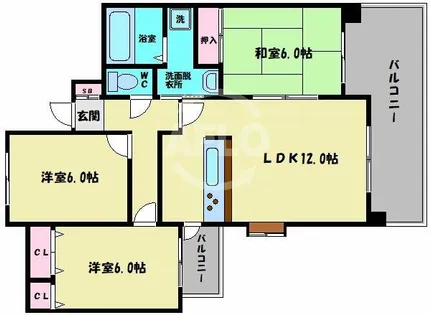 リベラルパレス文の里【3階】の間取り