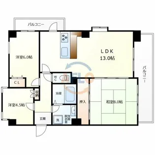 リベラルパレス文の里【5階】の間取り
