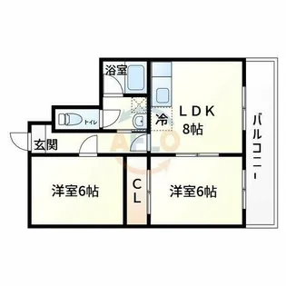 スカイハイム大喜【2階】の間取り