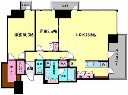 北浜ミッドタワー【36階】の間取り