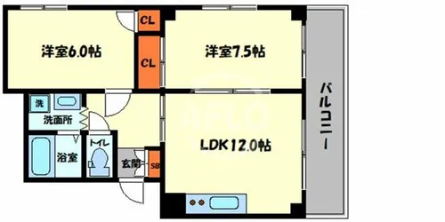 エレガンス真田山【2階】の間取り