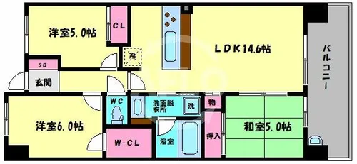 レジディア都島Ⅱ【9階】の間取り