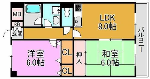 イーストヒル長田【2階】の間取り