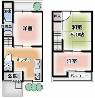 大阪府守口市大枝南町【テラスハウス】の間取り