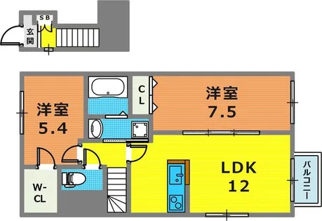 クロリス摩耶【202号室】の間取り