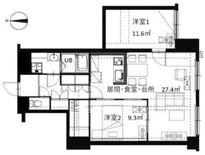 シルクヴェール城乾【203号室】の間取り