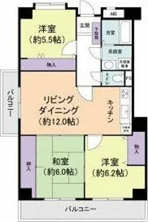 レジデンス御器所スクエア【6階】の間取り
