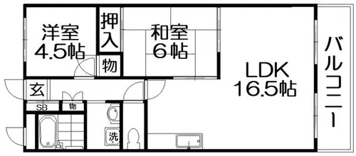 宮之阪ハイツ弐番館【7階】の間取り