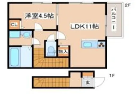 オーシャンコート北今宿B棟【2階】の間取り