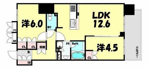 ワコーレザ・神戸旧居留地レジデンスタワー【8階】の間取り
