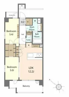 オープンレジデンシア渡辺通【10階】の間取り