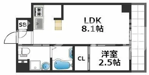アイボリーポワント難波WEST【9階】の間取り
