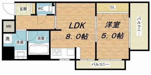 クラウンハイム上町台セントラル ラ・カーサ【5階】の間取り