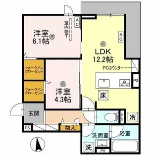 クレスト平野南【2階】の間取り