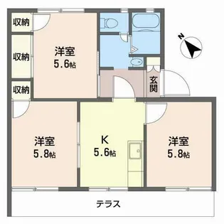 タウニィ北平野B棟【101号室】の間取り