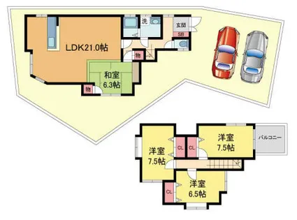 兵庫県西宮市松園町【一戸建】の間取り
