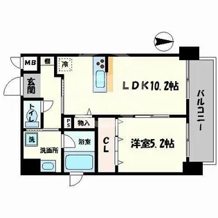 フェリーチェ難波【6階】の間取り