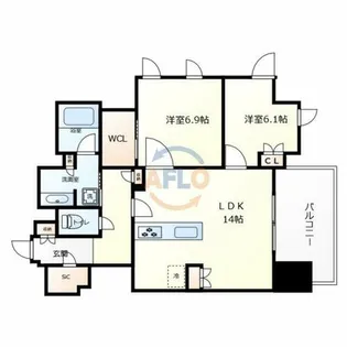 ジオタワー堺筋本町【25階】の間取り