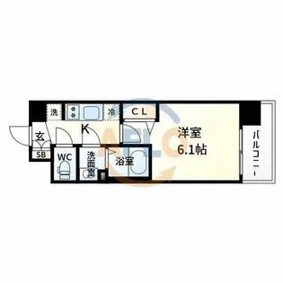 プレサンスOSAKA三国ネオス【9階】の間取り