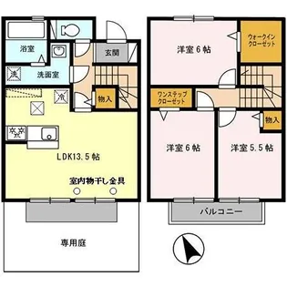 兵庫県姫路市飾磨区今在家6丁目【テラスハウス】の間取り
