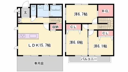 兵庫県姫路市鷹匠町【テラスハウス】の間取り
