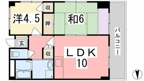 グリーンコスモ田井【2-C号室】の間取り