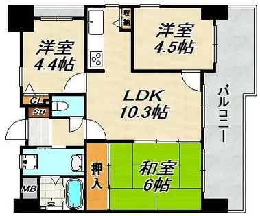 ワコーレプラージュ須磨【3階】の間取り