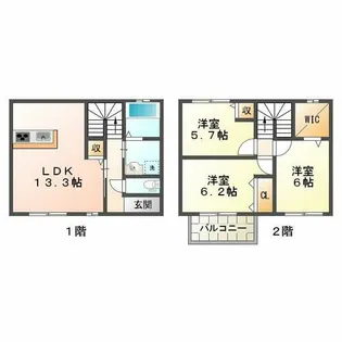 ハピネスコートⅡ【1階】の間取り