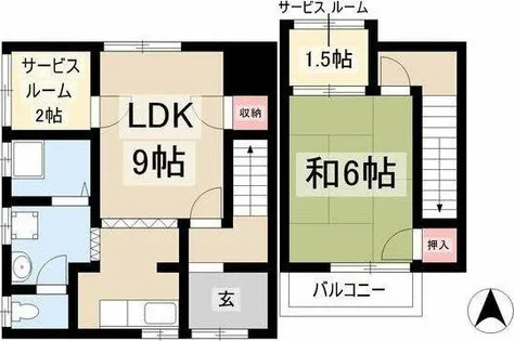 愛知県名古屋市中川区二女子町2丁目【一戸建】の間取り