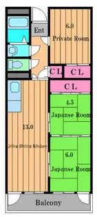 プレアール喜多【401号室】の間取り
