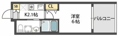 コンチネンタル東小橋【9階】の間取り