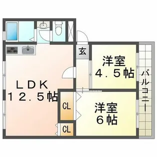 上高丸厚生年金住宅2号棟【3階】の間取り