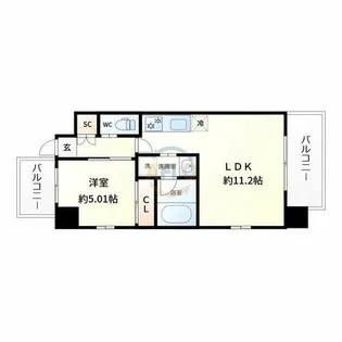 プレジオ難波【6階】の間取り