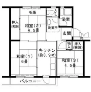 ビレッジハウス志染16号棟【0104号室】の間取り