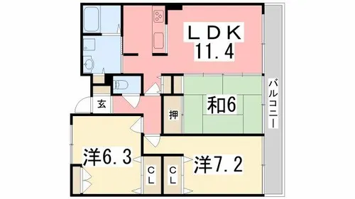 ロイヤルメゾン草上【203号室】の間取り