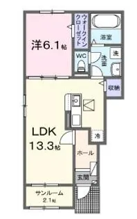 ル・レーヴⅠ【102号室】の間取り