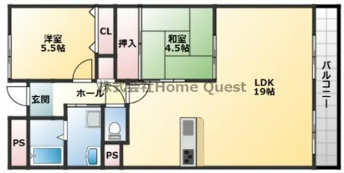 プロスベール高安【5階】の間取り